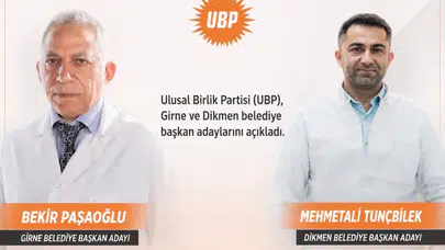 UBP'nin Girne adayı Bekir Paşaoğlu, Dikmen adayı Mehmetali Tunçbilek