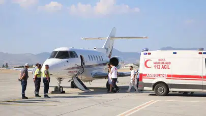 Gemi kazasından kurtarılan 8 aylık hamile Gökdaş ambulans uçakla Türkiye'ye gönderildi