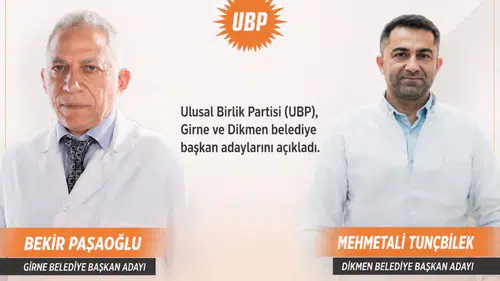 UBP'nin Girne adayı Bekir Paşaoğlu, Dikmen adayı Mehmetali Tunçbilek