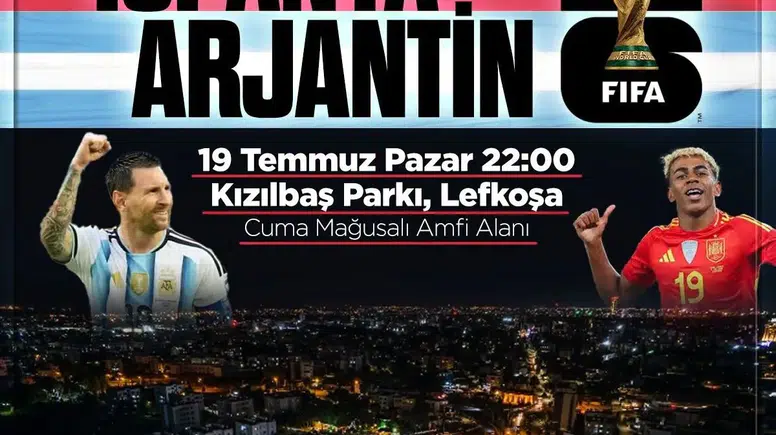 Lefkoşa Türk Belediyesi'nden Dünya Kupası finali için dev ekran etkinliği