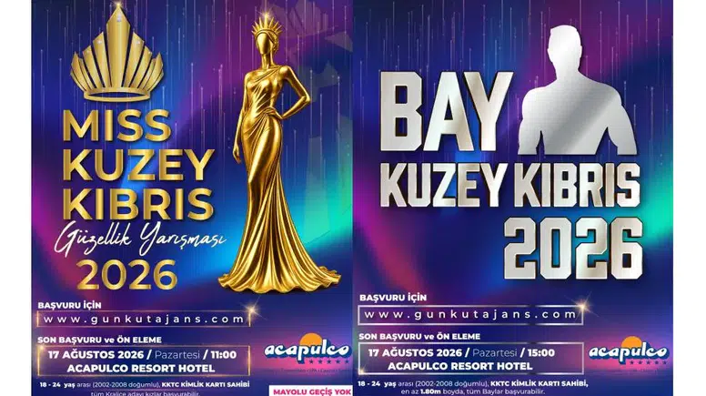 Miss Kuzey Kıbrıs ve Bay Kuzey Kıbrıs 2026 için başvurular sürüyor