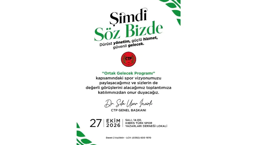 CTP, spor vizyonunu bugün açıklayacak